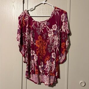 Sonoma Floral Blouse - Maroon and orange